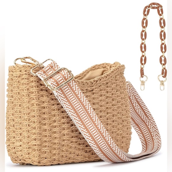 Handbags - NWT Small Handmade Straw Pocketbook Crossbody Bag